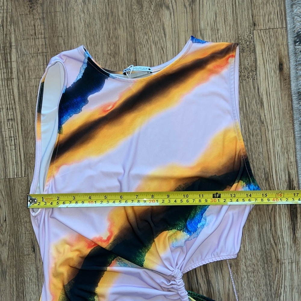 Zara Watercolor Print Cutout Dress (EUC) - Picture 9 of 10